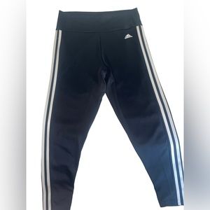 Adidas Aeroready Active Black 3 White Striped Leggings Women’s Size Large